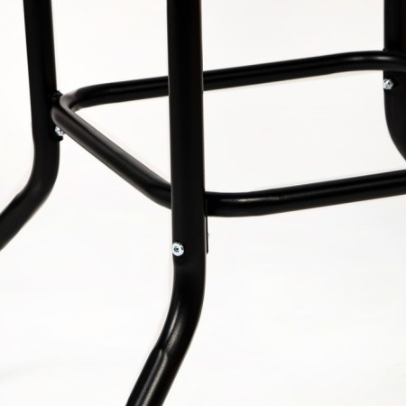 Set of garden furniture: square table and 2 brown stools-3