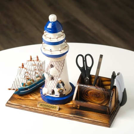 Set of desktop "Mayak": stand for pens, business card holder, 14 x 30 x 27 cm-7