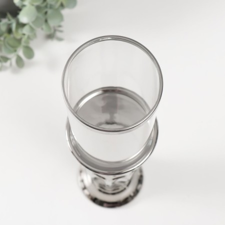 Ceramics candlestick, glass for 1 candle "art" d = 7.5 cm silver 9x9x37.5 cm-2