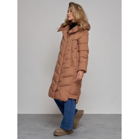 Coat insulated winter female, size 48, brown color-2