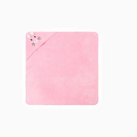 Lovelife towel "Bunny", col. Pink, 80x80 cm, 100% PE, microfiber-1
