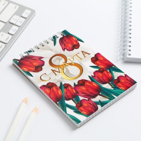 Notepad "from March 8 Tulips", on the crest, A6, 40 sheets-1
