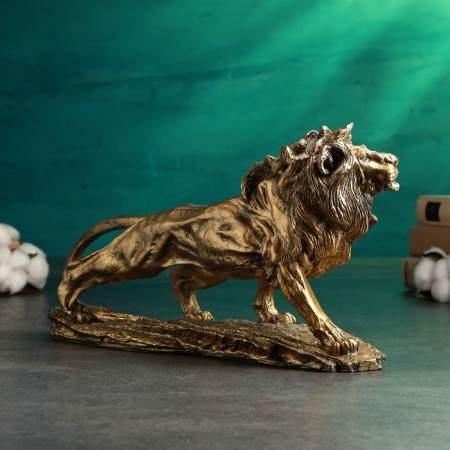 Figure "Leo on Stone" 24x43cm, bronze with gilding-4
