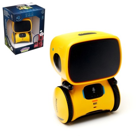 Interactive “cute robot” robot, light and sound effects, Russian voice acting, yellow color