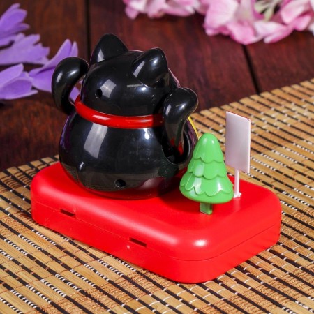 Plastic pendulum from the solar battery "Cat Mani-Neko with a tree" Black 8x10x6 cm-7