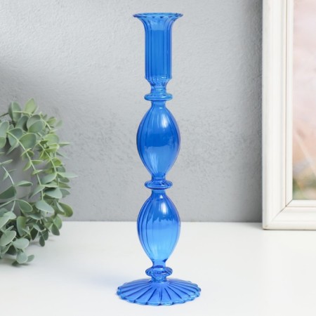 Glass Glass for 1 candle "Physalis" Transparent blue 8x8x21 cm