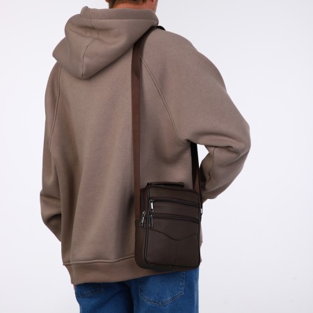 Male bag on lightning, long belt, brown color-6