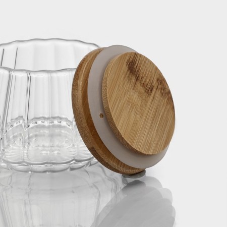 A set of glass cans with a bamboo cover Bellatenero "Eco", 3 items, 14 × 22.5 cm-5