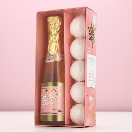 Gift set of cosmetics "Bright Winter", shower gel 250 ml and bath bombs 5 pcs, pure happiness-8
