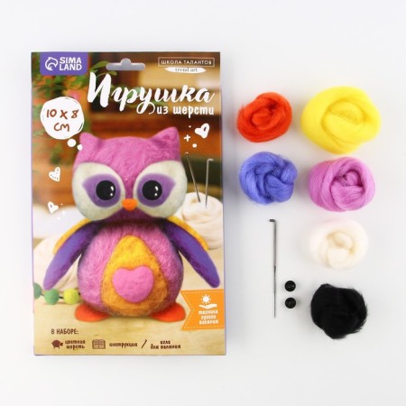 A toy made of wool "Bright owl"-2