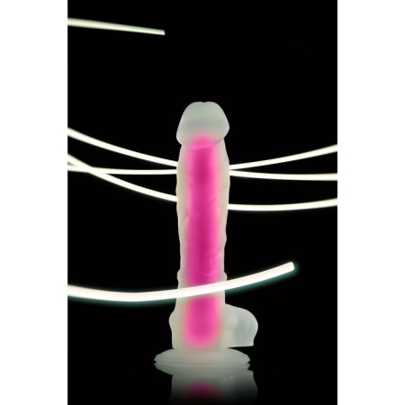 Phalloimitator, glowing in the dark, silicone, transparent pink, 20 cm-6