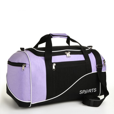 Sports bag, lightning department, 3 outer pockets, long belt, black/lavender color