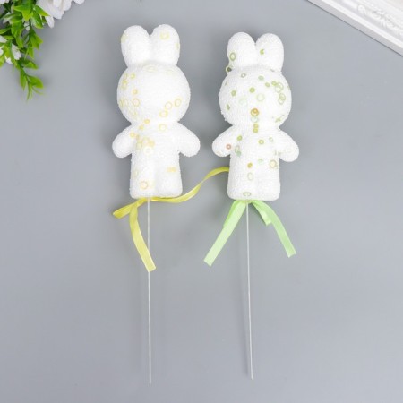 Decor on the stick "Zaychat - Sprinking, circles" set 2 pcs yellow, green 12 cm-2