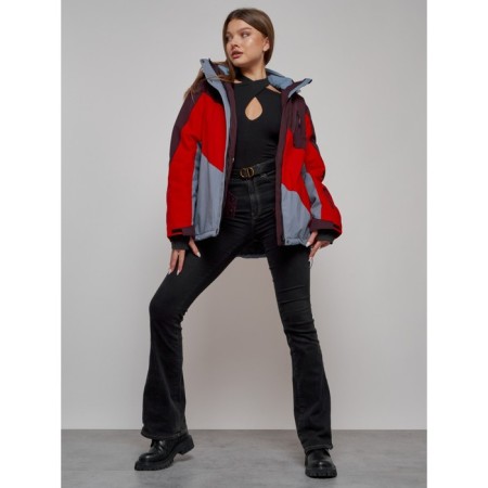 Ski jacket female, size 52, red color-10