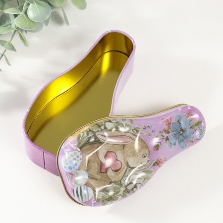 Casket Metal "Hare with heart" 14.5x7x5 cm-3
