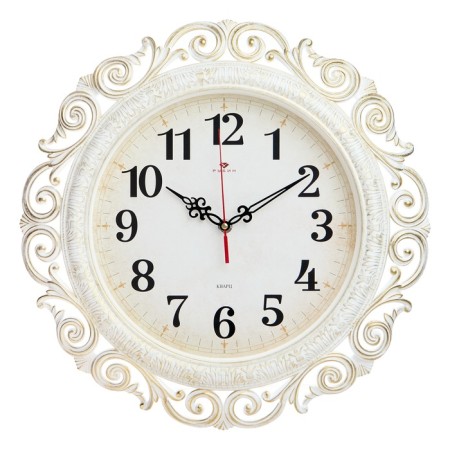 Watching clock, interior, silent, D-40.5 cm, white with gold-2