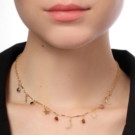 Choker "crescent" phases of the moon, colored in gold, 35 cm-5
