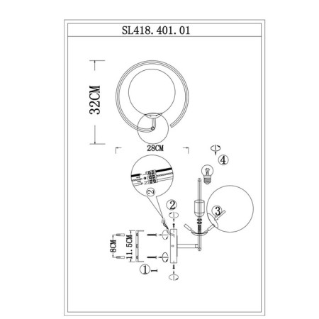 Wall lamp EVOLUCE. SL418.401.01. Galio. 1x60 W, E27, 30x23 cm, black color-9