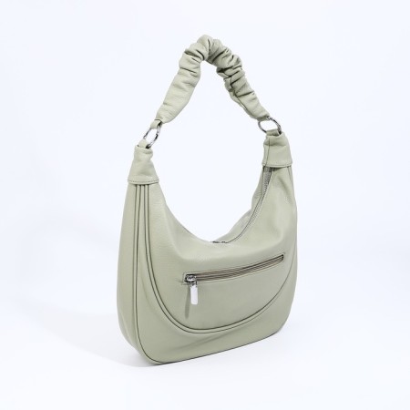 Load bag with zipper, outer pocket, long belt, green color-1