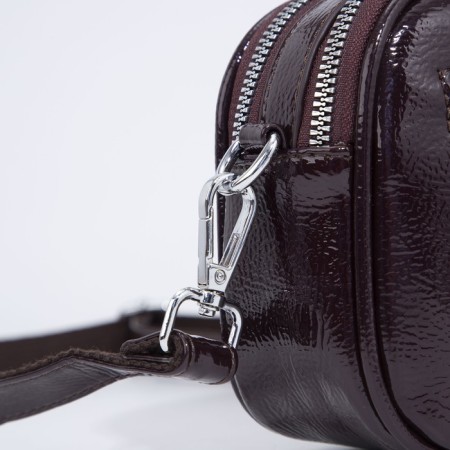 Cross-Bodi bag with zipper, burgundy color-5
