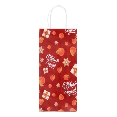Craft package for a bottle "Happy New Year!", 14 x 8 x 32 cm-3