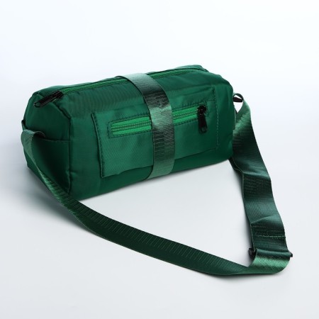 Youth bag with zipper, green color-5