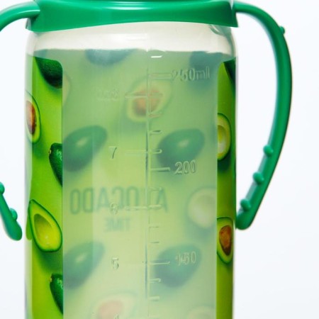 Avocado feeding bottle, classchery throat, 0 months, 250 ml., Cylinder, with handles-7
