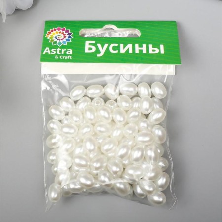 A set of plastic beads, 9x7 mm, 100 pcs/unit (white)-3