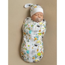 Пелёнка-кокон на молнии с шапочкой Amarobaby Soft hugs «Космос», рост 56-68 см