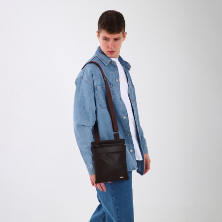 Men's bag over the shoulder, Textura, artificial leather, brown color-8