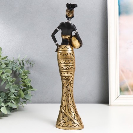 Souvenir Polystone "African with a jug in the patterned outfit" mix 7.3x5x29 cm-3