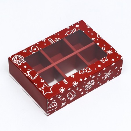 New Year. Box for 6 sweets "Festive mood", 13.7 x 9.8 x 3.8 cm, confectionery packaging-1