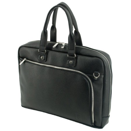 Male bag, genuine leather, black 43x4x32 cm