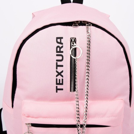 School backpack from textiles on lightning, textura, 1 pocket, pink color-3