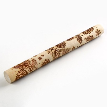 Wooden rolling pin with patterns "baking" for baking, 30 cm-2