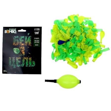 Water bombs “Bit the target”, 200 pcs., With a pump and a nozzle, the color of mix-6