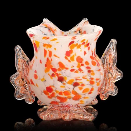 Glass of glass into the glass brown "owl" red-white H 120 mm-5