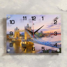 Carty clock is wall-mounted, series: city, Tauer Bridge evening, smooth move, 25 x 35 cm