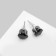 Earrings with rhinestones "Pusets" radiance, circle, d = 0.8, black color in silver