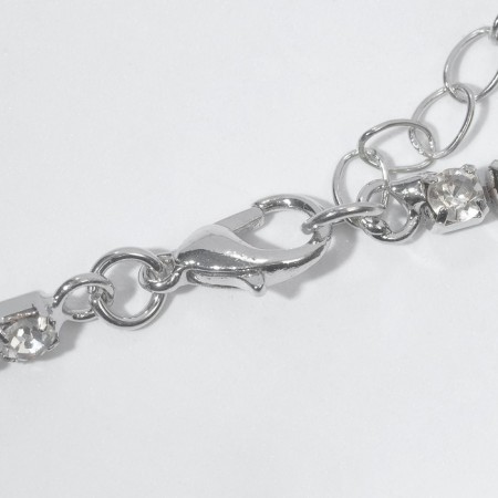 The necklace "Jewel" is large, white color in silver, 34 cm-2