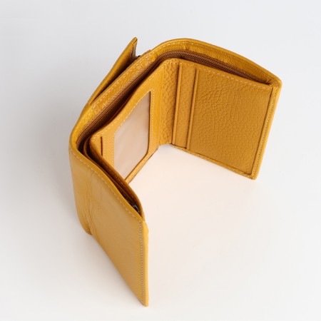 Women's wallet on magnet, yellow color-4