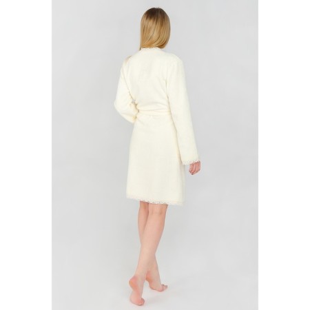 Terry robe with lace Ethel Women's size 40-42, milk 340 g/m2, 100% cotton-2