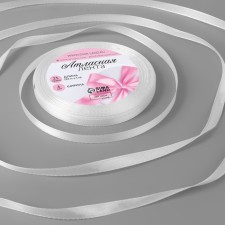 Satin tape, 6 mm × 23 ± 1 m, white color No. 01