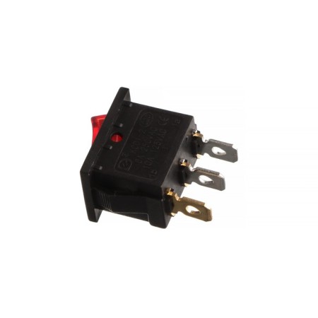 Red switch with backlight, 12 V, 15 A, 3 contacts, mini size-3