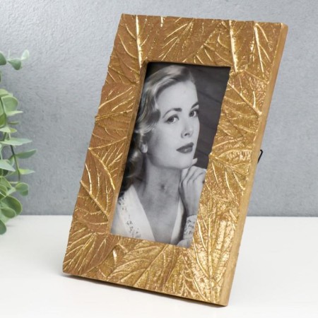 Photo frame Polystone 10x15 cm "Skeleton leaves" gold 21x16.5 cm-1