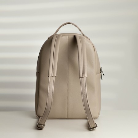 A backpack with a zipper, Textura, external pocket, light-beige color-2