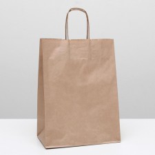 Craft package without printing, round handle 26 x 15 x 35 cm, set 10 pcs