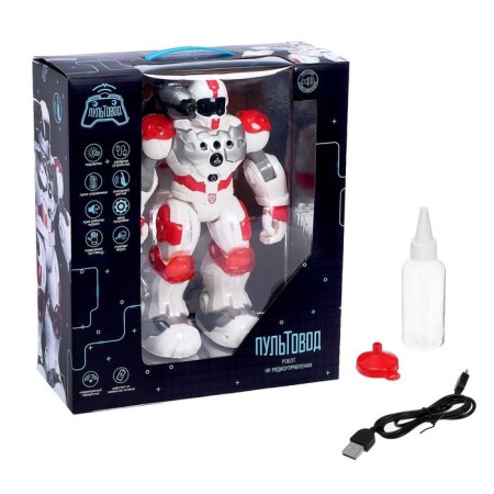 Robot radio -controlled, interactive "fireman", shoots water, works from the battery-5