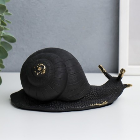 Souvenir Polystone "Black Snail" Golden Patina 8x11x16 cm-1