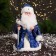 Santa Claus "In a fur coat with folding sleeves and a staff" 30 cm, moves, blue